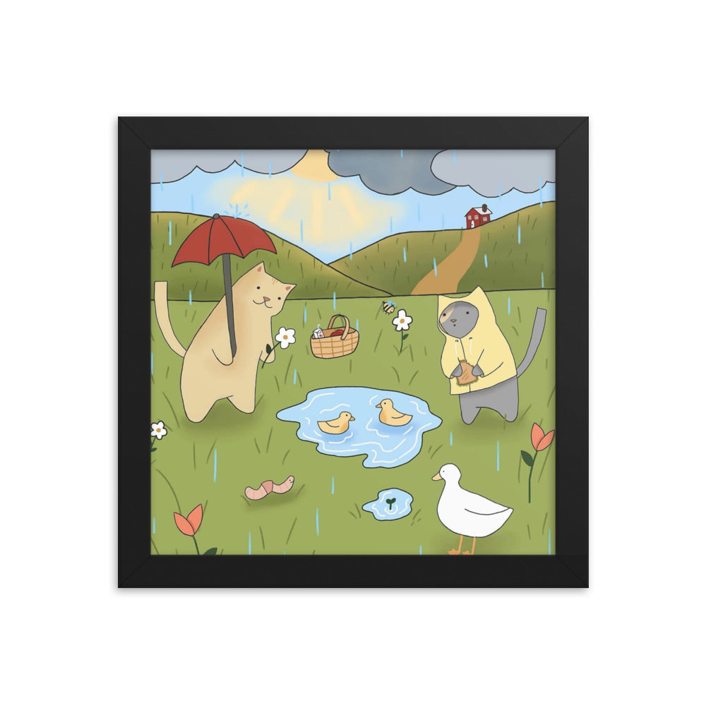 Rain with Friends Framed Poster - Spring Print Collection