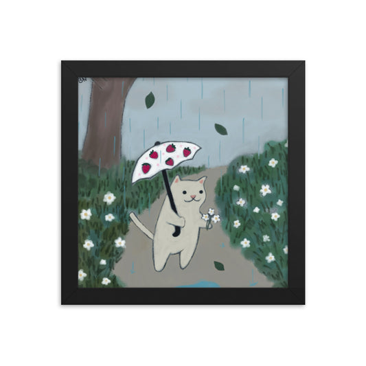 Strawberry Umbrella Framed Poster - Spring Print Collection