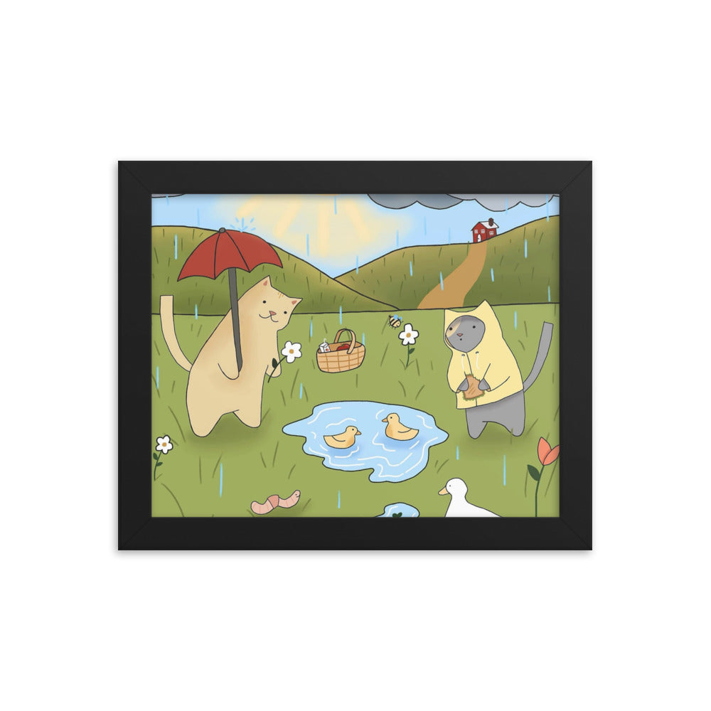 Rain with Friends Framed Poster - Spring Print Collection