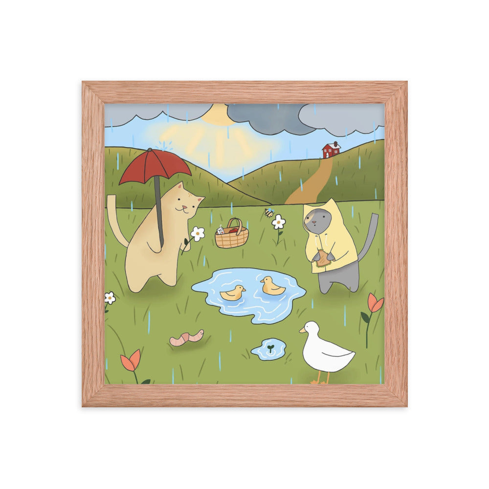 Rain with Friends Framed Poster - Spring Print Collection