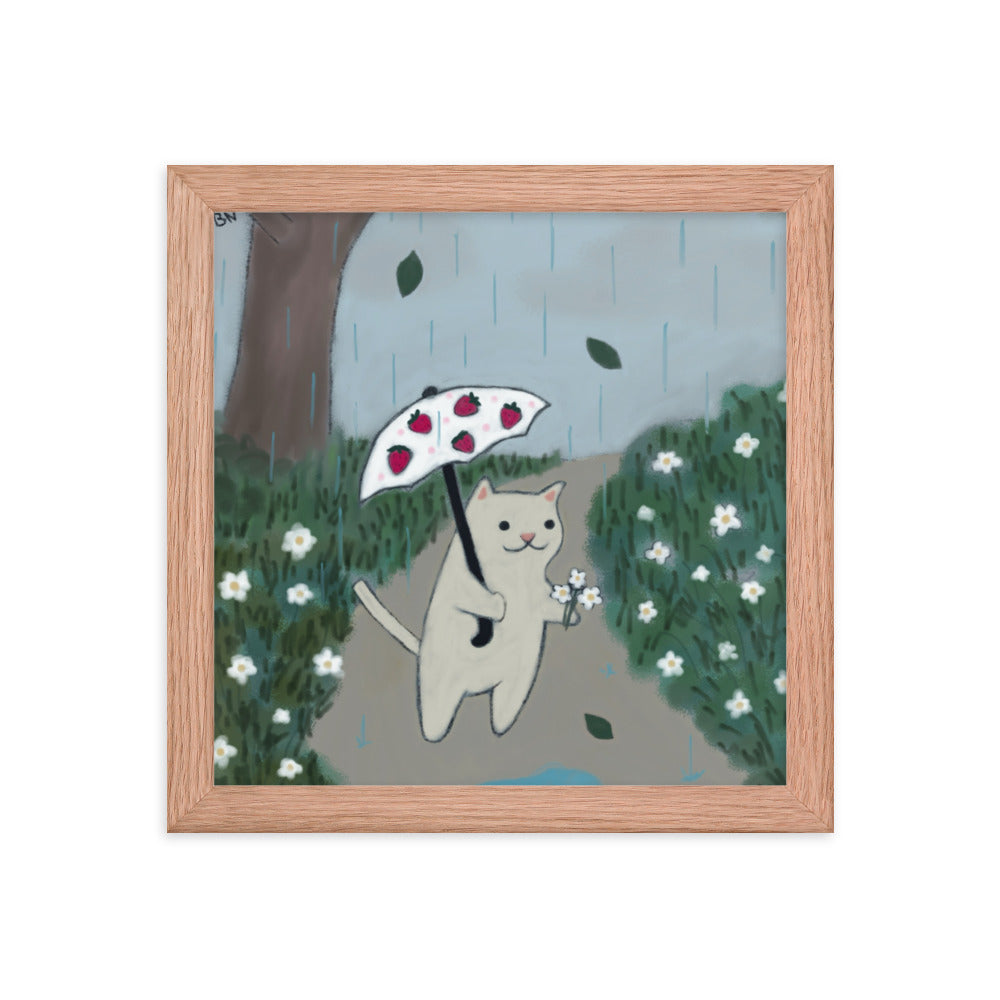 Strawberry Umbrella Framed Poster - Spring Print Collection