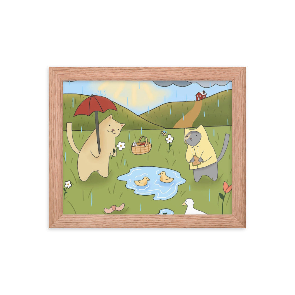 Rain with Friends Framed Poster - Spring Print Collection