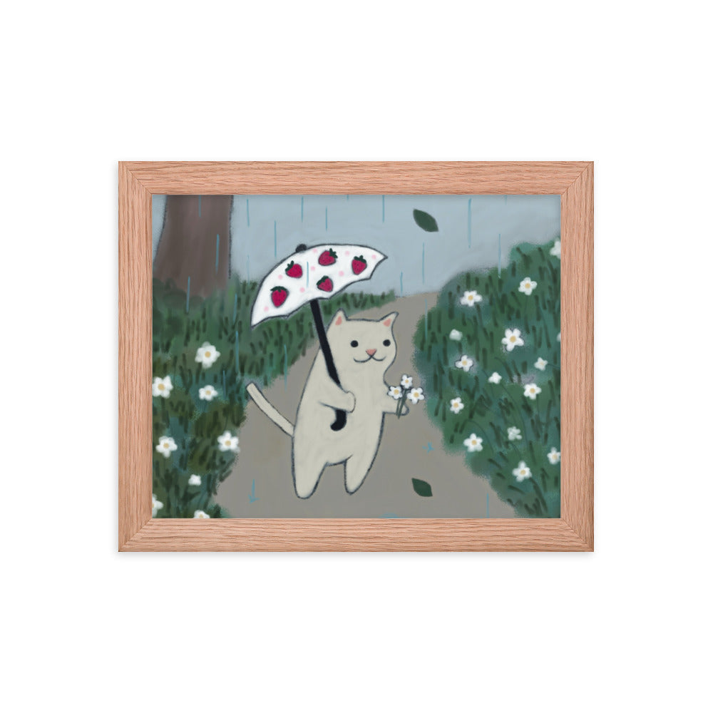 Strawberry Umbrella Framed Poster - Spring Print Collection