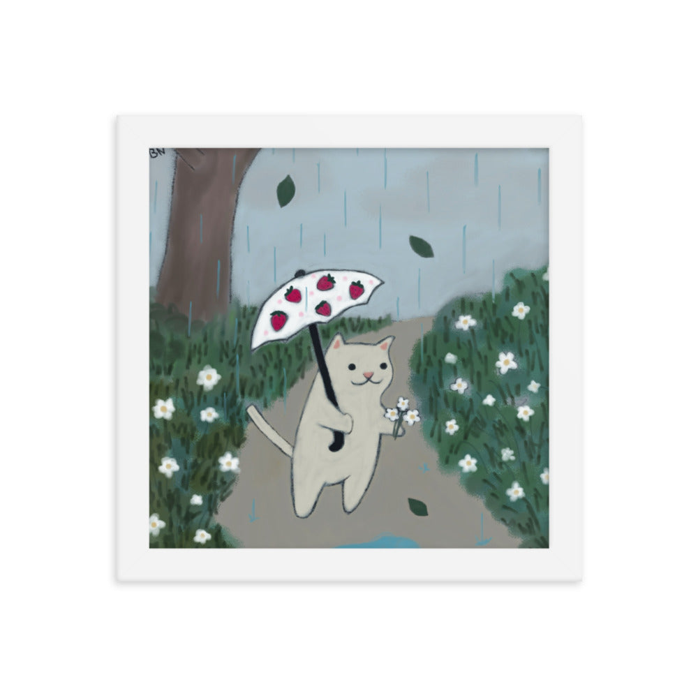 Strawberry Umbrella Framed Poster - Spring Print Collection