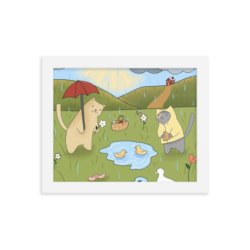 Rain with Friends Framed Poster - Spring Print Collection