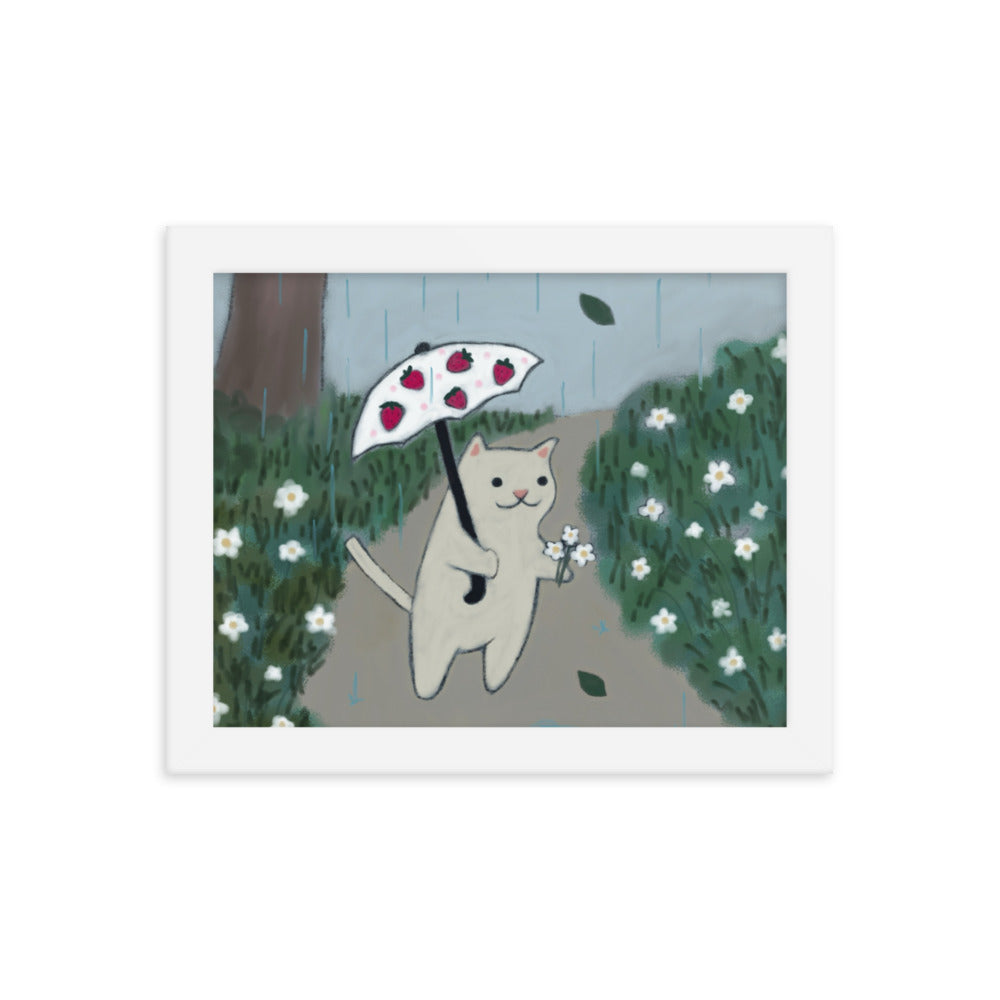 Strawberry Umbrella Framed Poster - Spring Print Collection