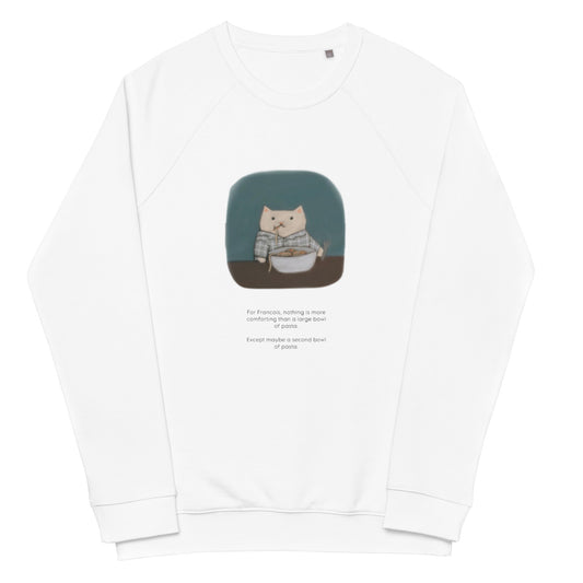 Francois Eats Carbs Unisex organic raglan sweatshirt