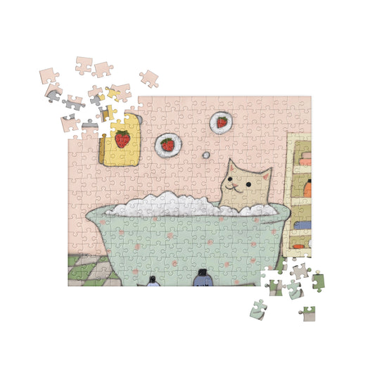 Moonflower Strawberry Cat Practices Self Care Jigsaw puzzle